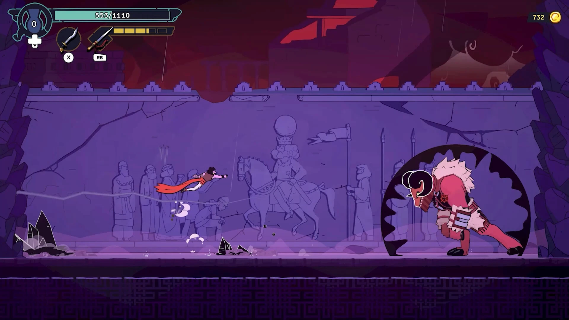 Isso contém uma imagem de jogabilidade do jogo:Captura de tela de The Rogue Prince of Persia
